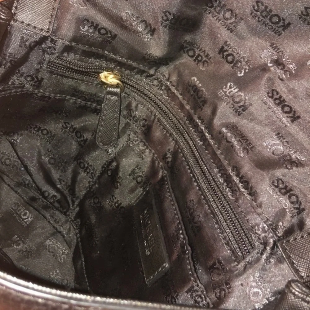 Michael kors black leather top handle bag